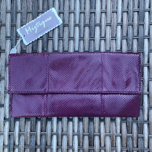 MIZTIQUE Convertible Snakeskin Handbag/Clutch - Plum - Picture 1 of 16